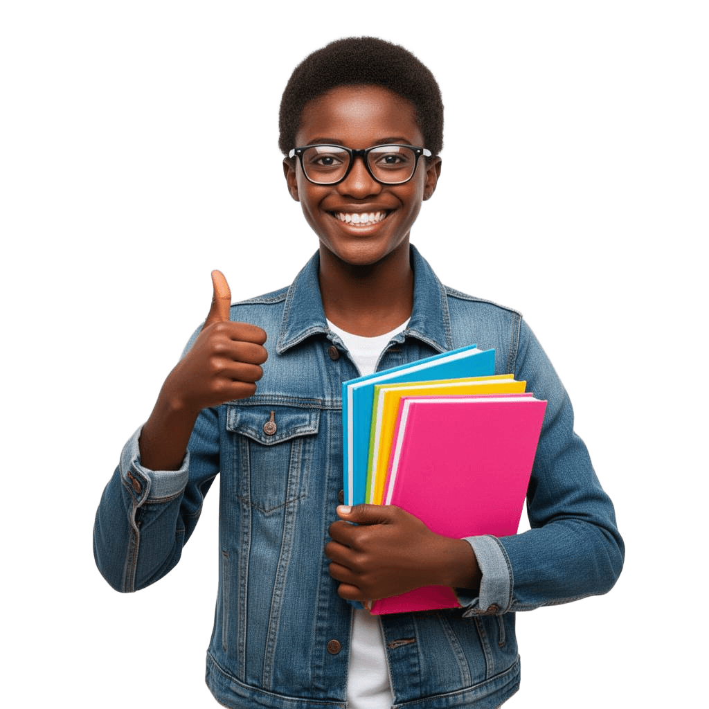 Smiling student holding books